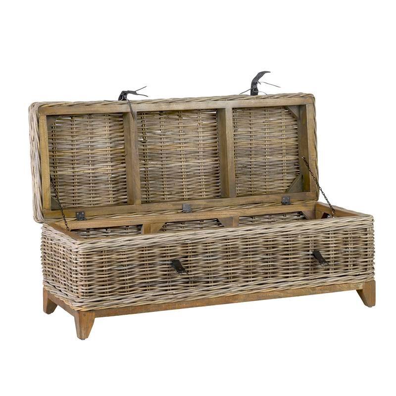 Grey Washed Rattan Storage Coffee Table by East at Main