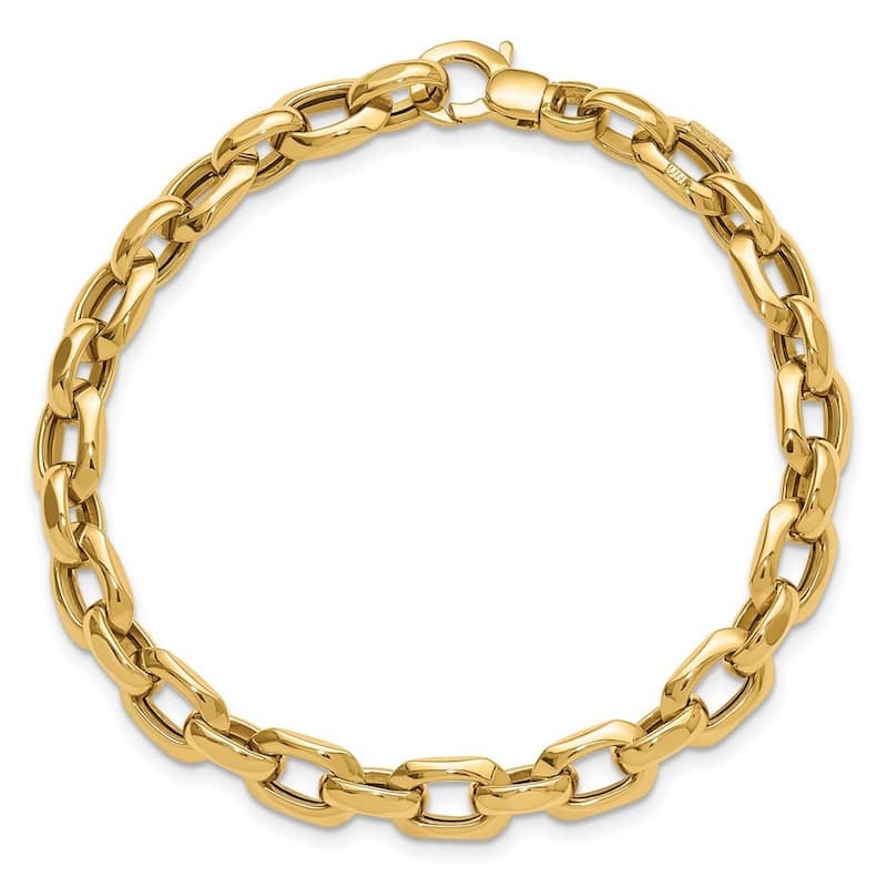 Curata 14k Yellow Gold Polished Fancy Link Bracelet 7.5 Inch