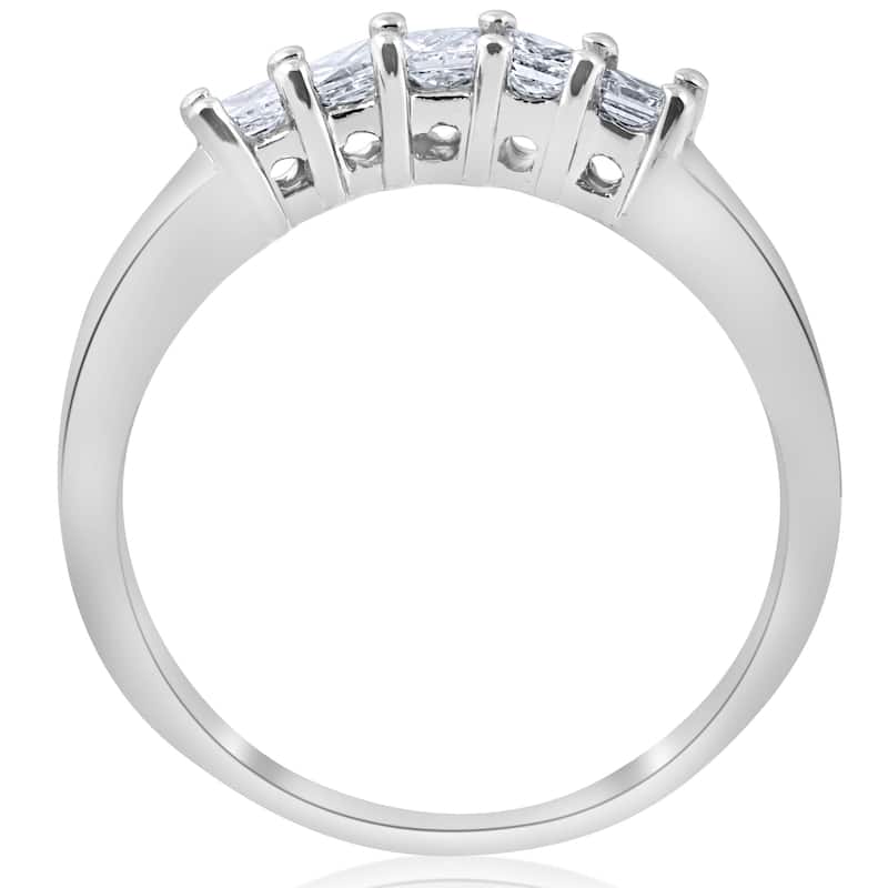 1/2ct Princess Cut Diamond Curved Wedding Ring Enhancer White Gold