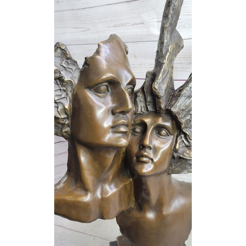 Abstract Bronze Metal Bust Statue Sculpture Of Couple Romantic Romance Original Art