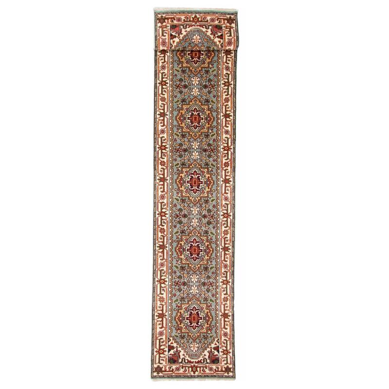 ECARPETGALLERY Hand-knotted Serapi Heritage Light Blue Wool Rug - 2'6 x 22'1 - Light Blue - 2'6 x 22'1