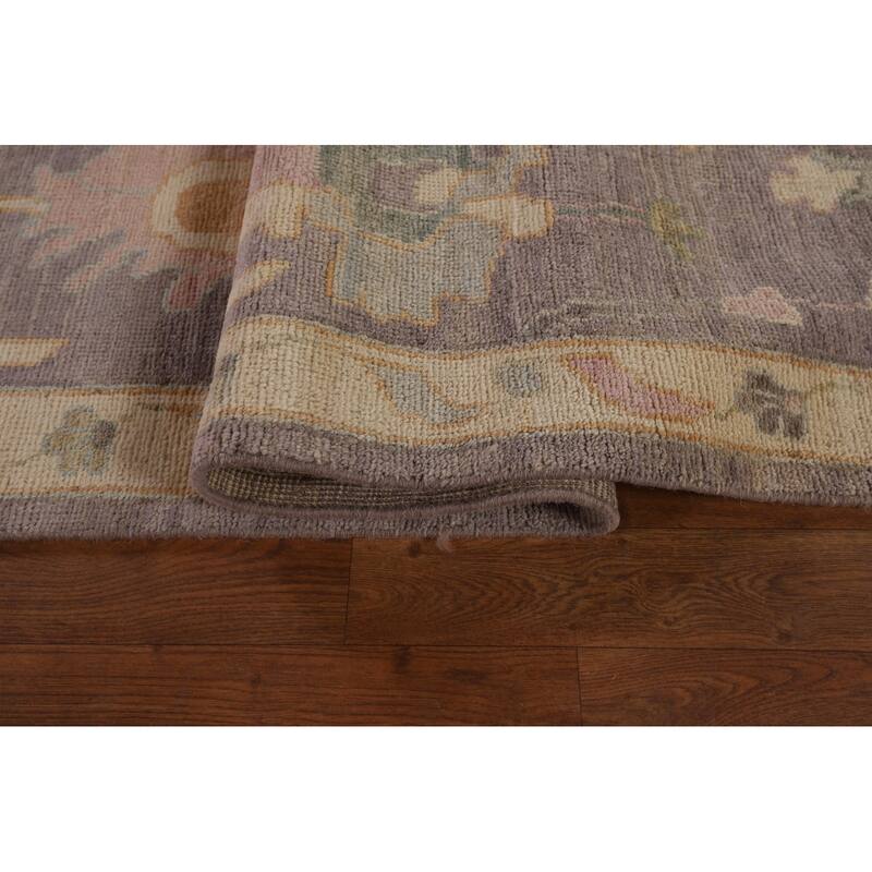 All-Over Gray Oushak Vegetable Dye Large Area Rug Handmade Wool Carpet - 10'0" x 13'9"