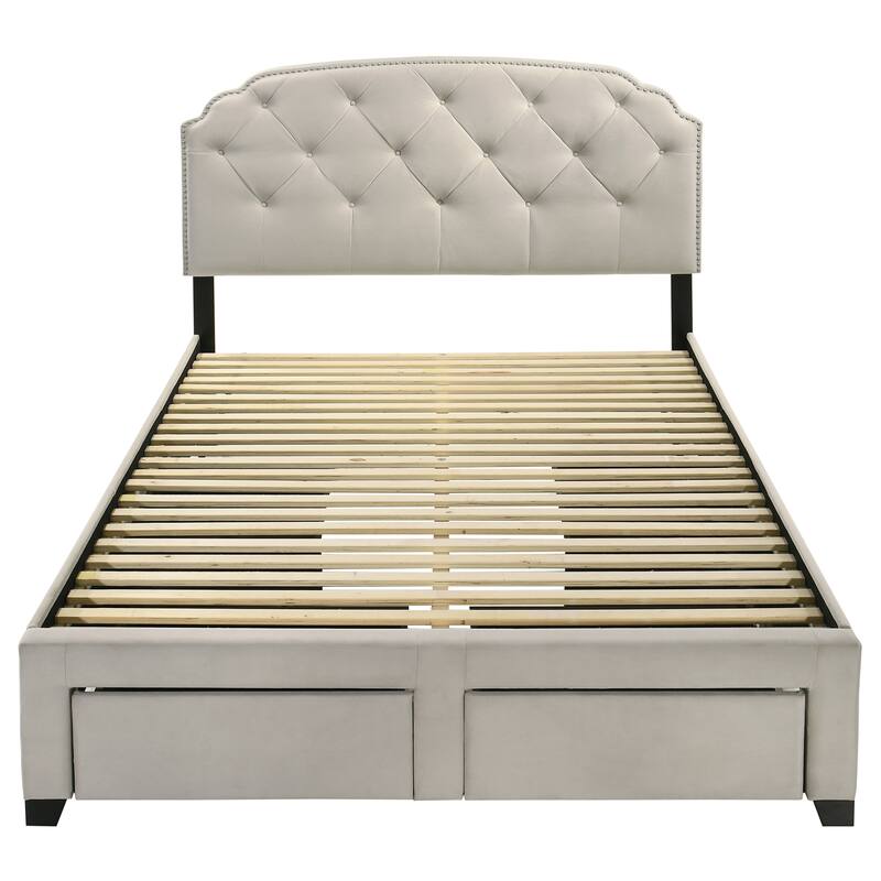 Marianna 4-drawer Upholstered Storage Bed Cream