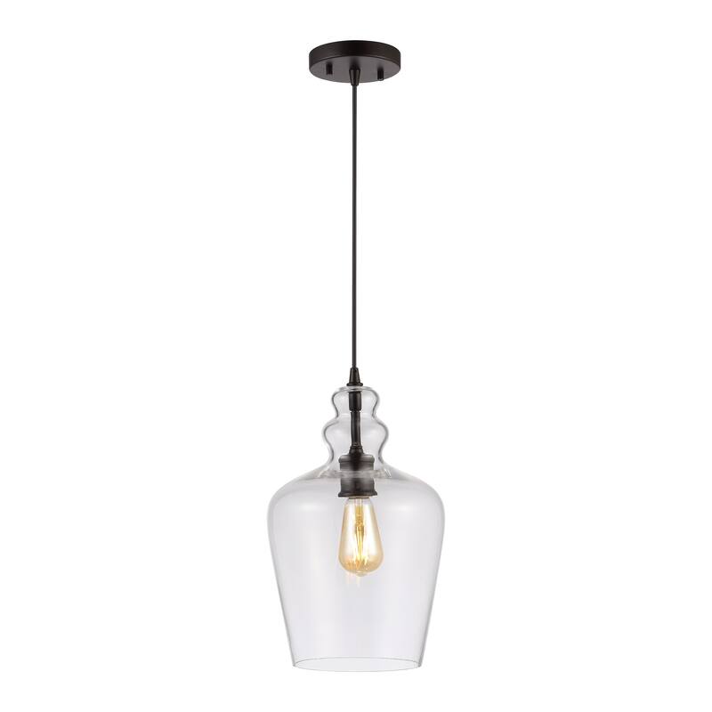 SAFAVIEH Lighting Reka Glass Led Adjustable Pendant - 9" W x 9" L x 17-89" H - 9Wx9Dx89H