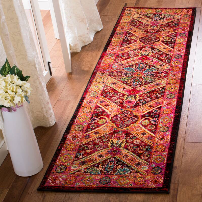 SAFAVIEH Cherokee Rubye Boho Oriental Rug - 2'3" x 8' Runner - Black/Light Orange - Runner