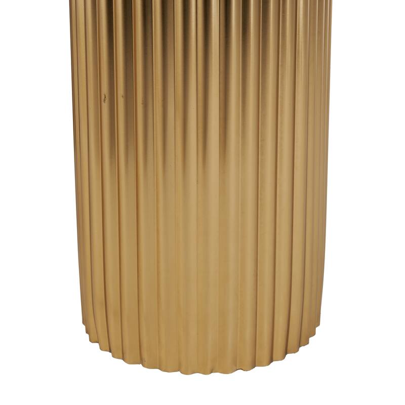 Metal Oval Console Table with White Marble Tabletop and Ribbed Legs - Gold - Roche River Decor - 15"W x 47"L x 31"H