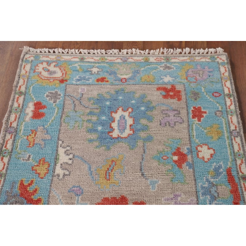 Floral Oushak Oriental Accent Rug Handmade Wool Carpet - 2'7"x 5'10"