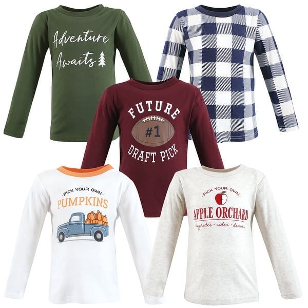 slide 1 of 1, Hudson Baby Toddler Boy Long Sleeve T-Shirts, Fall Activities 2T - Fall Activities