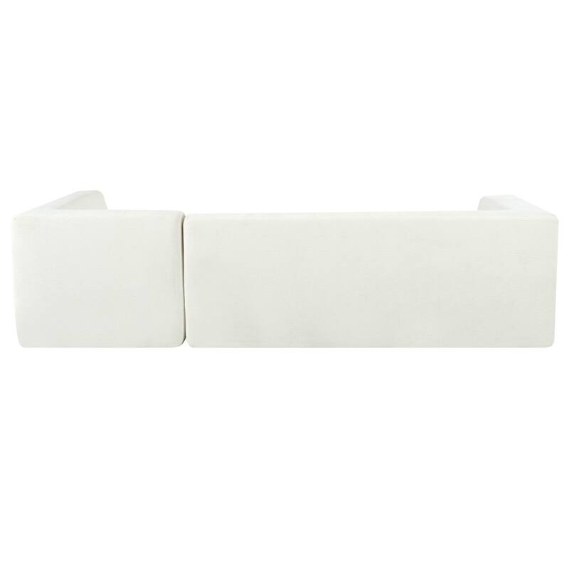 112.2" Chenille Modular L-Shaped Sofa Bed with Free Combination Design and No-Assembly Required