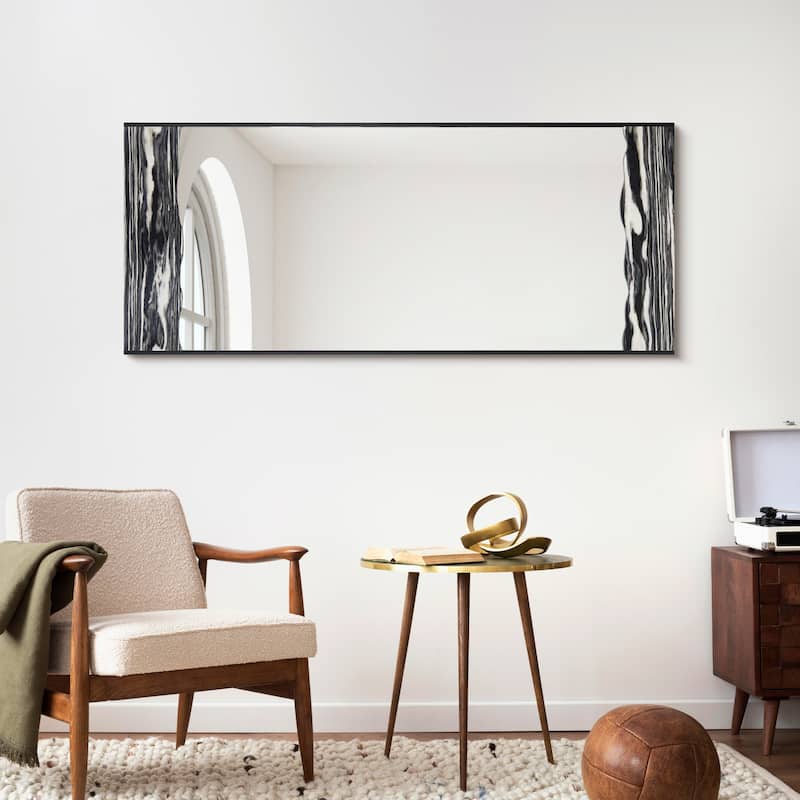 Modern Veil Rectangular Wall Mirror on an Exotica Stained Veneer Frame - 57"x 24"x0.8"