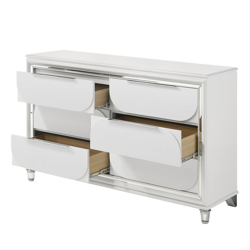 Soto Pearl White 6-Drawer Dresser