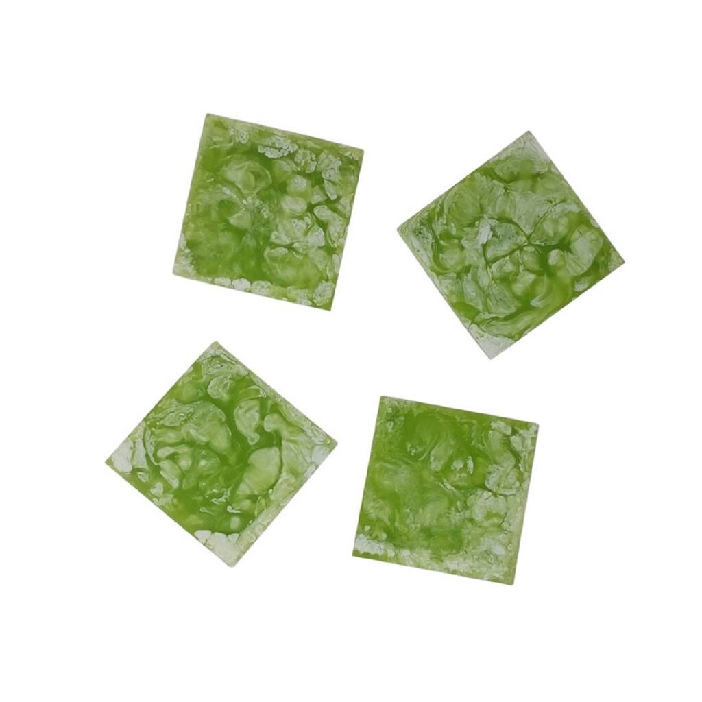 Set of 4 Square Lime Green Coasters Resin Dia 3.9" - Green