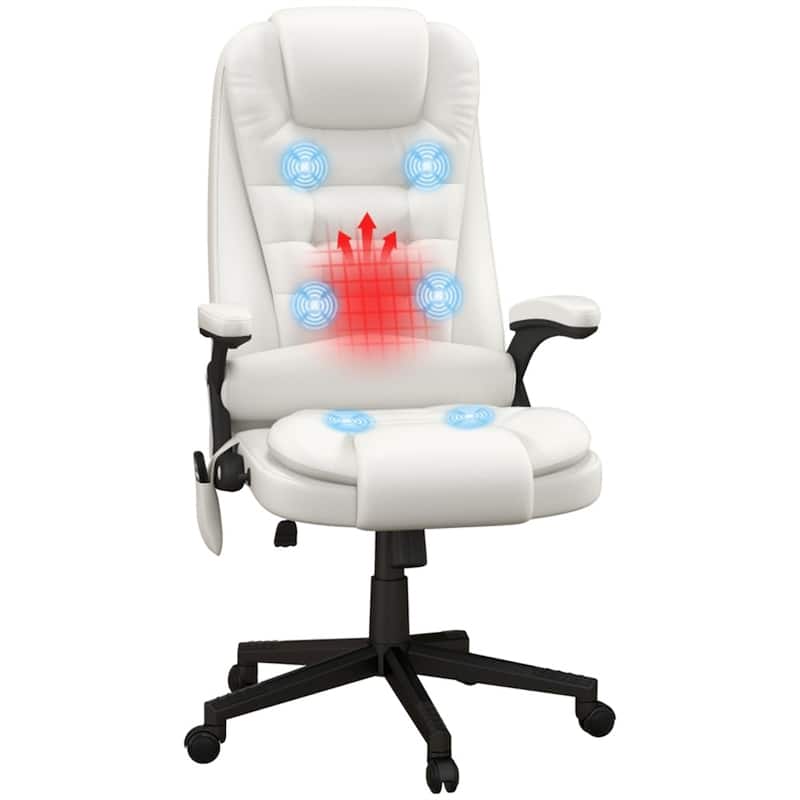 PU Leather Adjustable Seat Height Office Chair with Massage and Heating Function Swivel Base