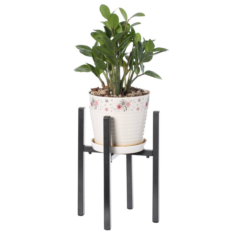 Adjustable Metal Plant Holder, Flower Pot Stand Expands from 9.5- 14.5 Inches - Black