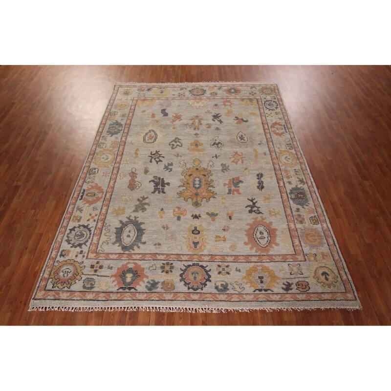 Oushak Indian Area Rug Handmade Oriental Wool Carpet - 7'10" x 10'2"