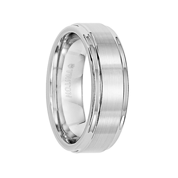 Brushed Raised Center Titanium Wedding Ring with Polished Step Edges Comfort Fit Thorsten Rhinox Lightweight Titanium Titanium Rings for Men 8 mm Custom Engraving