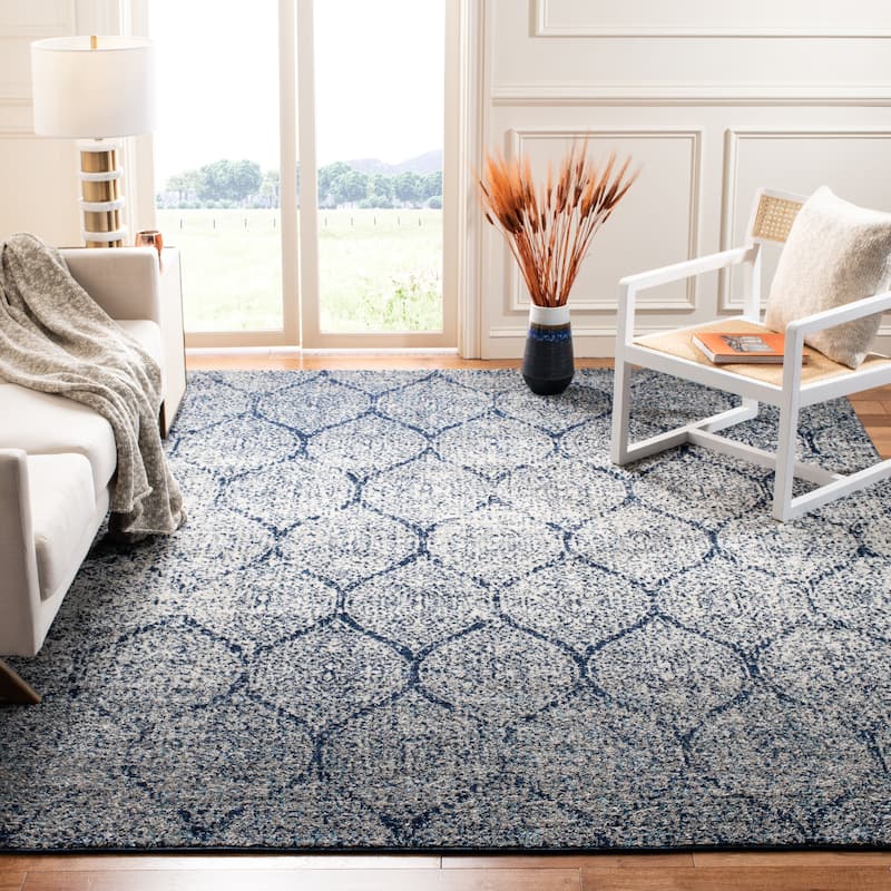 SAFAVIEH Madison Stella Boho Chic Ogee Trellis Rug - 10' x 14' - Navy/Silver