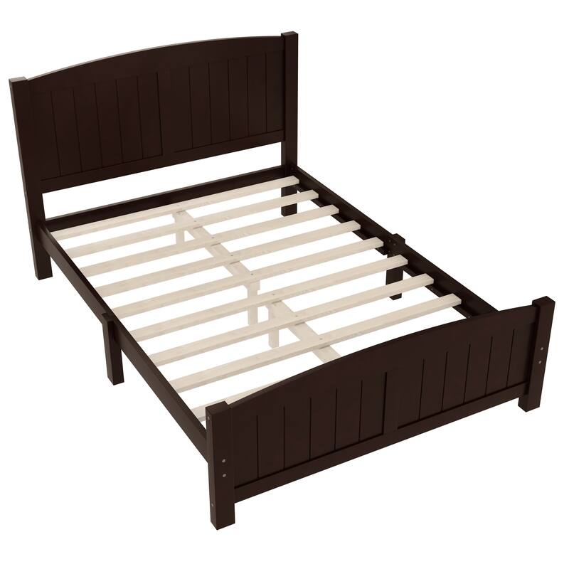 Full Size Platform Bed, Solid Wood Platform Bed with Support Slats and Strong Structure, No Box Spring Needed, Espresso