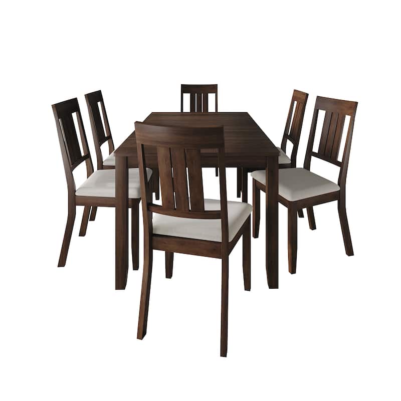 CraftPorch Classic 7-piece Wooden Dining Set - Brown