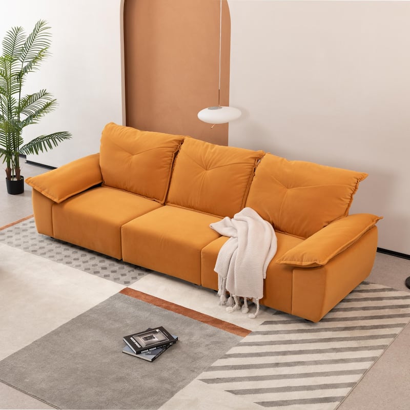 Orange 102.34" 3-seater Sofa with Remove Pillowcase and Remove Backrest for Living Room