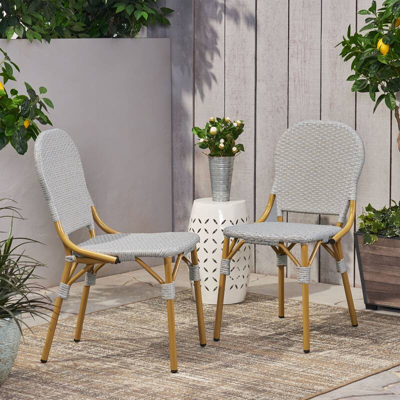 Outdoor Pe Rattan And Aluminum Armless French Bistro Chairs (Excluding the table) - Gray