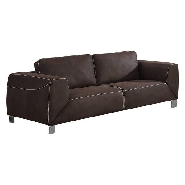 Shop Monarch 8513br Chocolate Brown Tan Contrast Micro Suede Sofa On Sale Overstock 30541561