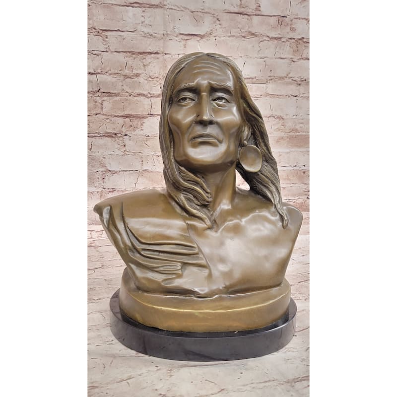 Signed Original Artwork By Milo Native American Chief Bronze Sculpture Bust