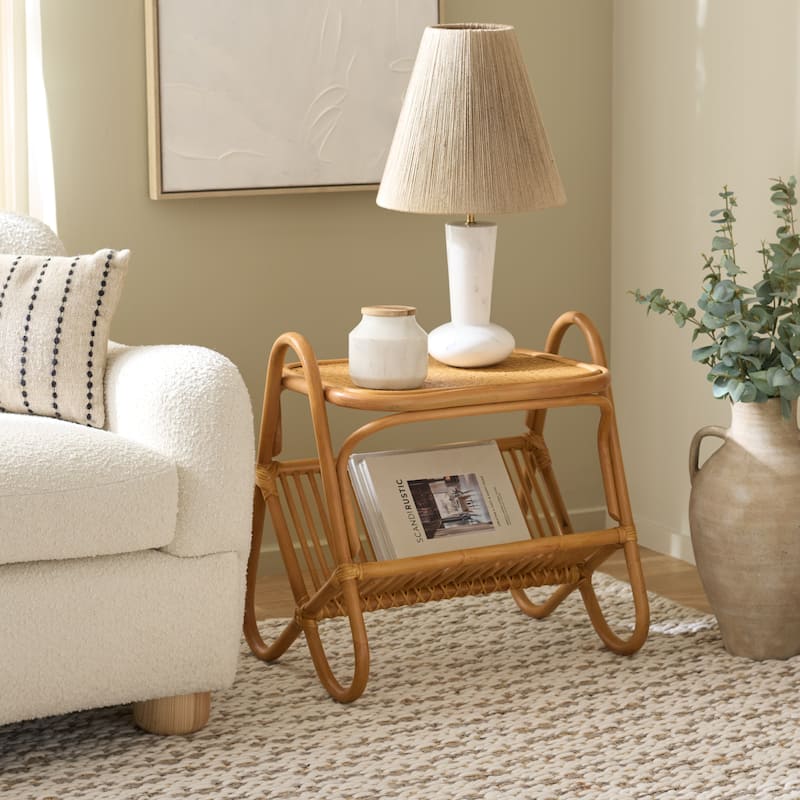 SAFAVIEH Couture Bayard Rattan Pole Accent Table - 22"W x 17"D x 23"H