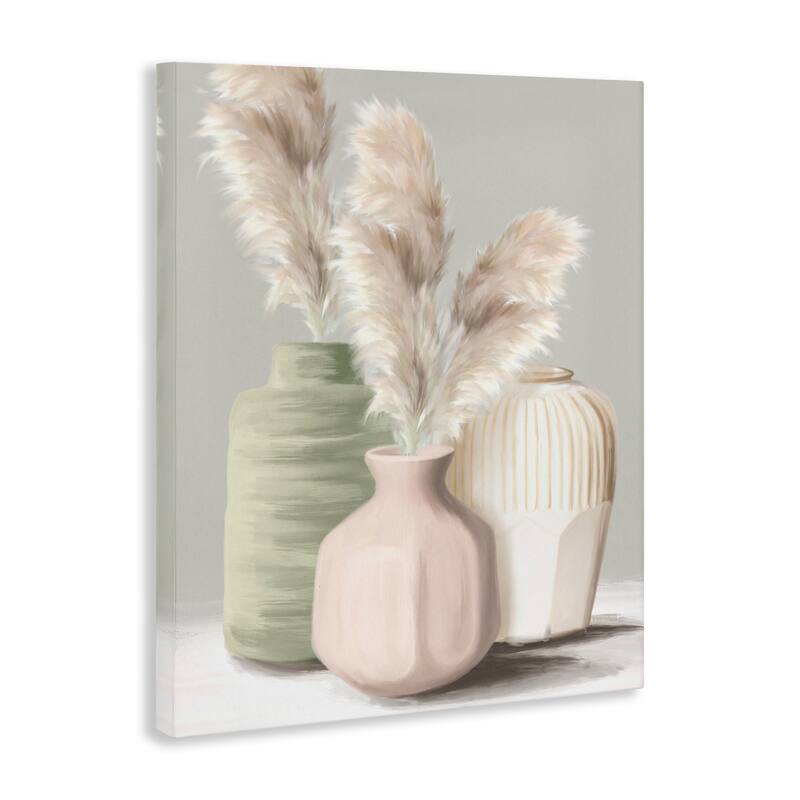 Stupell Soft Pampas Vases Canvas Wall Art Design By House Fenway