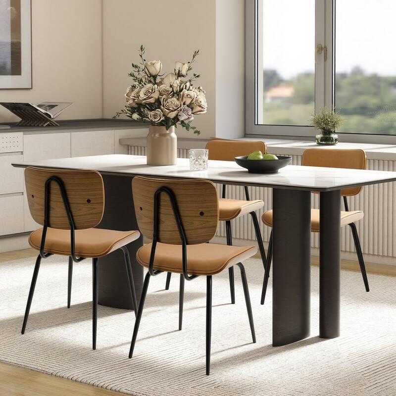 Faux Leather Upholstered Dining Chairs Set of 2/4 - 33.5"H x 19.3"W x 23"D