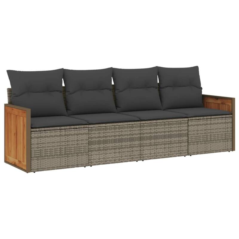 vidaXL Patio Sofa Set with Cushions Outdoor Conversation Furniture Poly Rattan