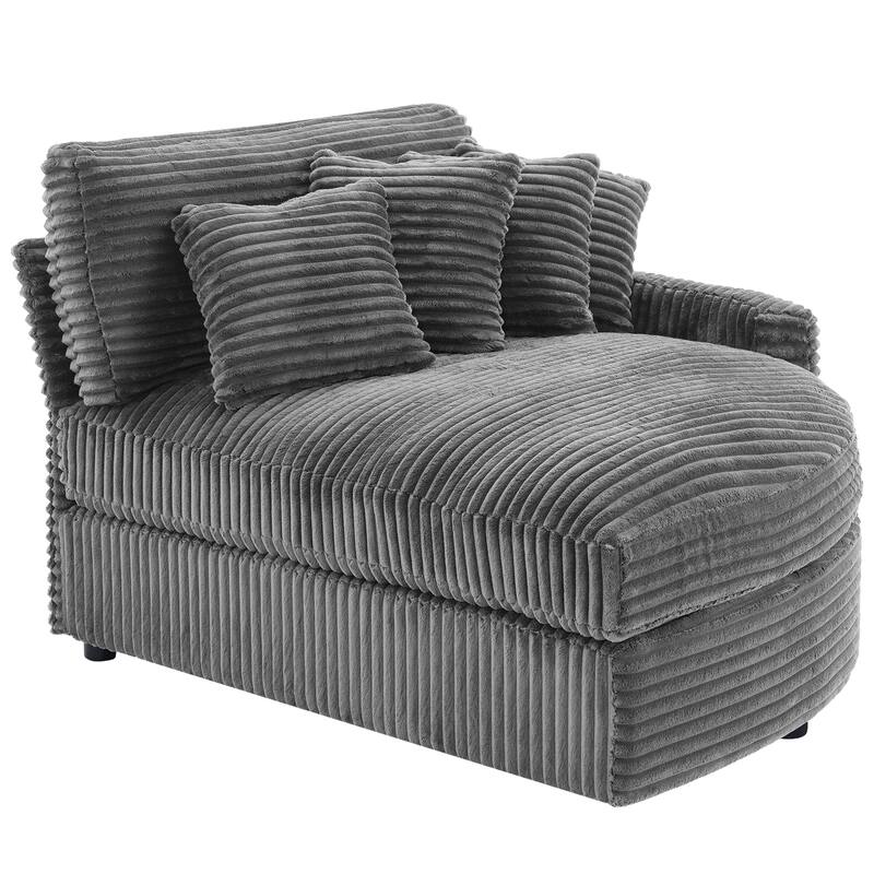 Oversized Fan-shaped Corduroy Couch, 2-piece Sectional Sofa with 4 & 8 Throw Pillows