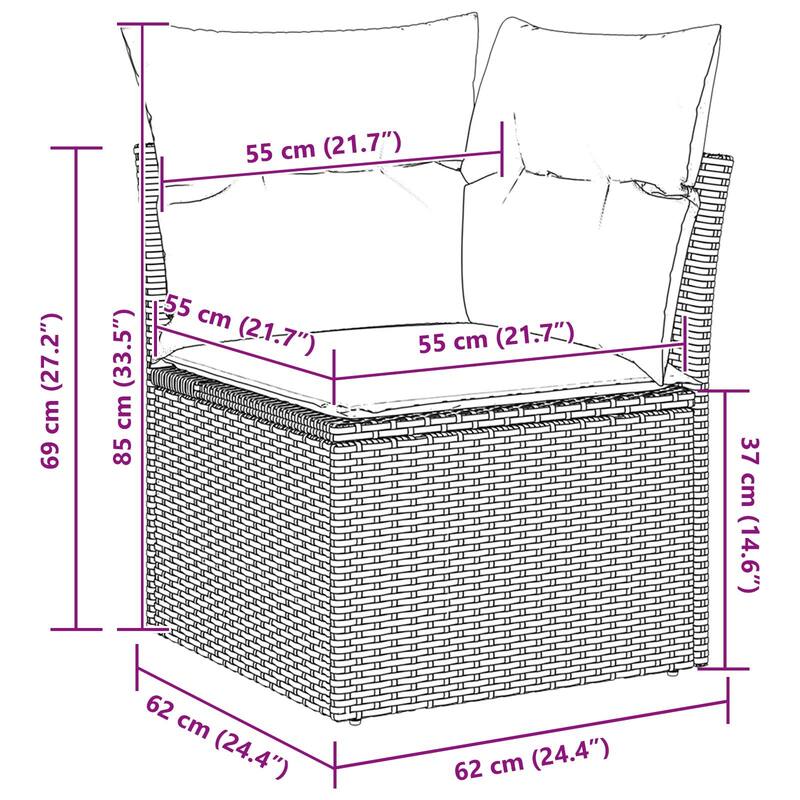 7 Piece Garden Sofa Set with Cushions - 91.3×48×27.2