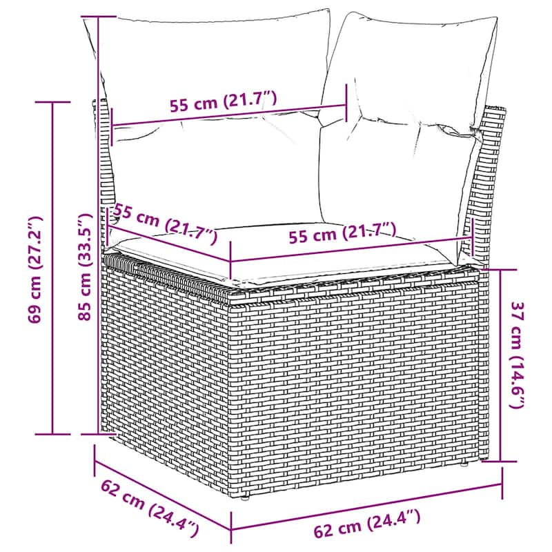 vidaXL 7/8 Piece Garden Sofa Set with Cushions - 117.1×52.2×27.2