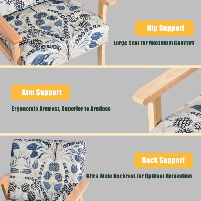 Modern Accent Armchair Fabric Lounge Chair with Rubber Wood Leg - 25" x 26.5" x 32"(L x W x H)