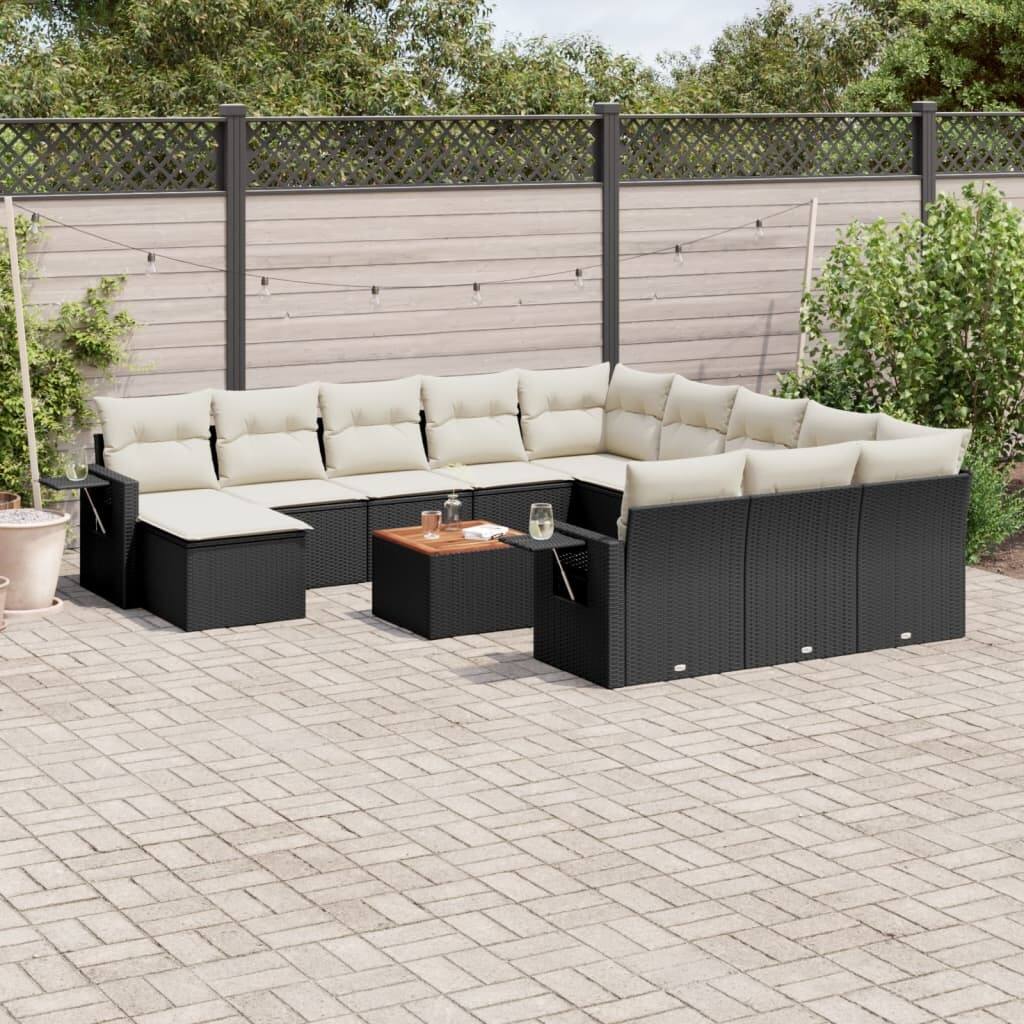 vidaXL Garden Sofa Set Black PE rattan Large Modular Garden Sofa Set - 24.4 x 24.4 x 27.2