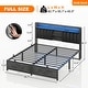 preview thumbnail 59 of 67, Upholstered Bed Frame with Storage Shelving, Platform Beds with Charge Station and LED Lights