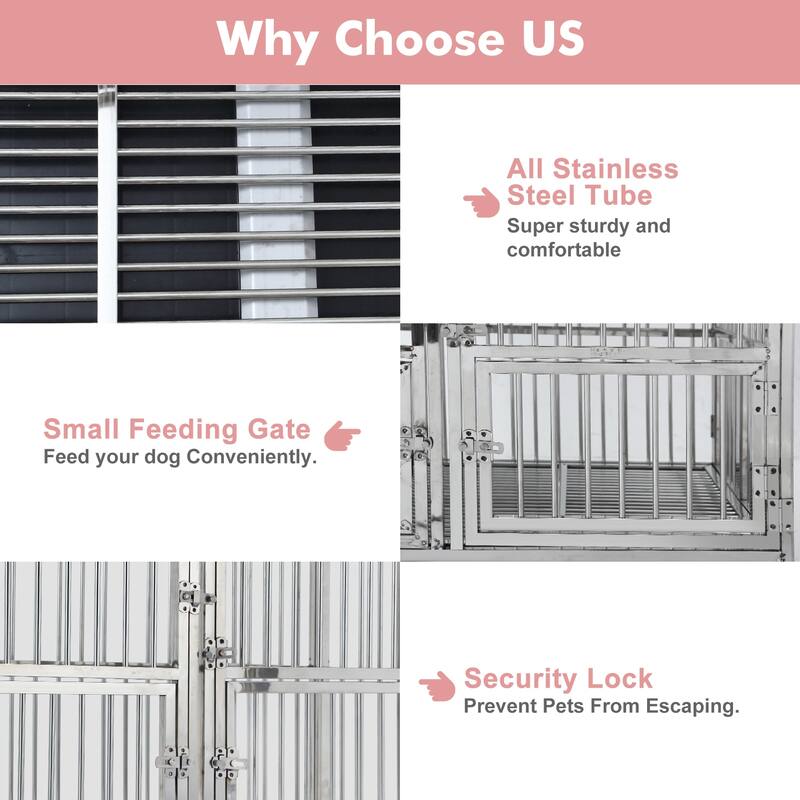 48" Heavy Duty Dog Crate Cage Kennel with Wheels