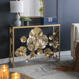 Modern Entryway Gold Console Table with Mirrored Glass Top - Bed Bath ...