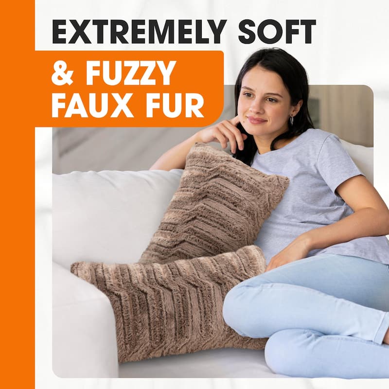 Cheer Collection Set of 2 Decorative Faux Fur Throw Pillow