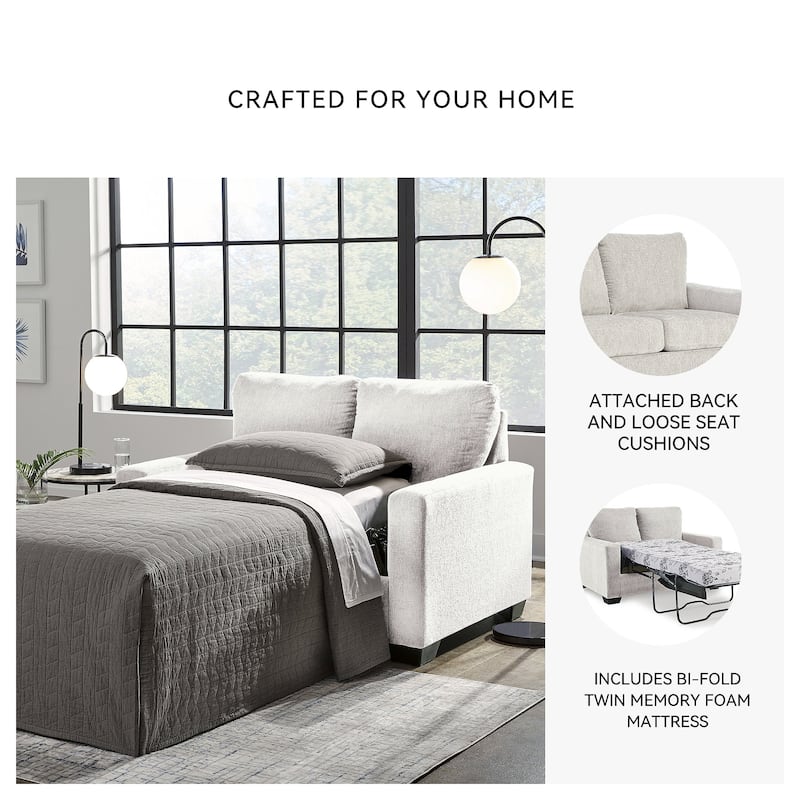Signature Design by Ashley Rannis Snow Twin Sofa Sleeper - 54"W x 40"D x 39"H