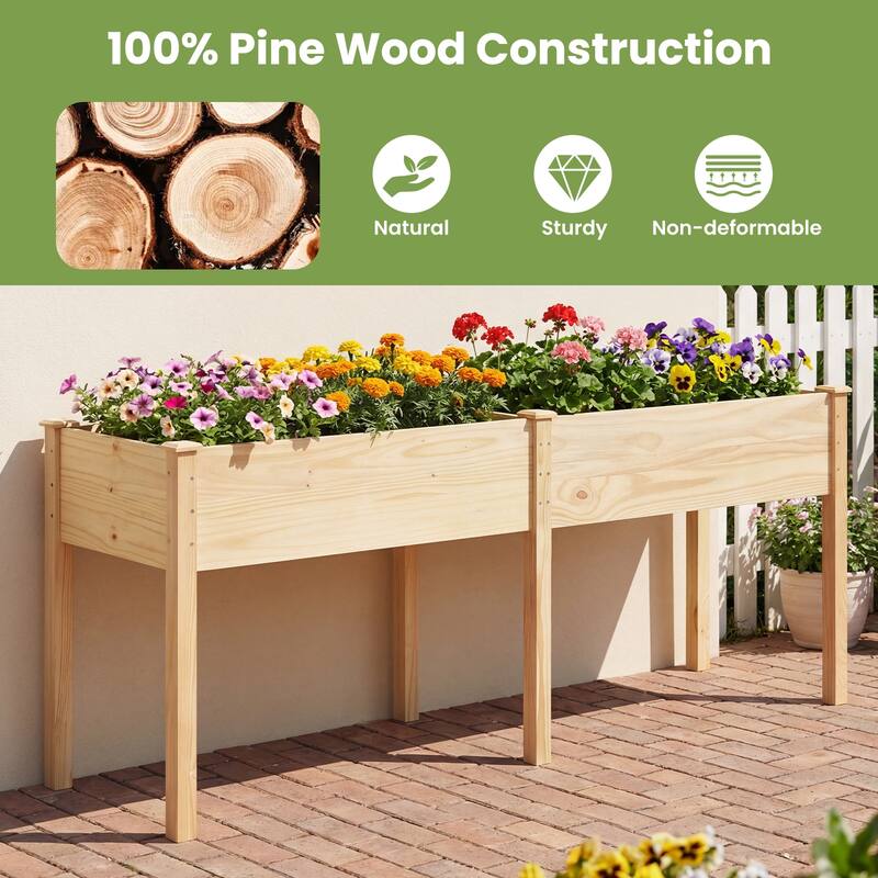 Costway Raised Garden Bed Elevated Fir Wood Planter Box with 2 Large - See  Details - Overstock - 42665103