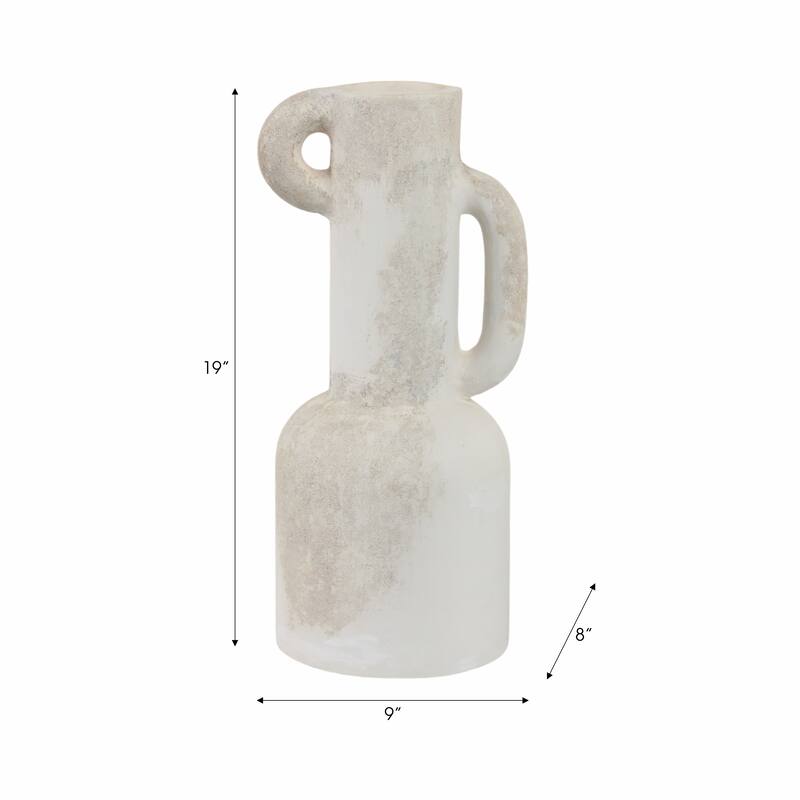 Terracotta Decorative Flower Vase Rustic Matte Finish - 19" White