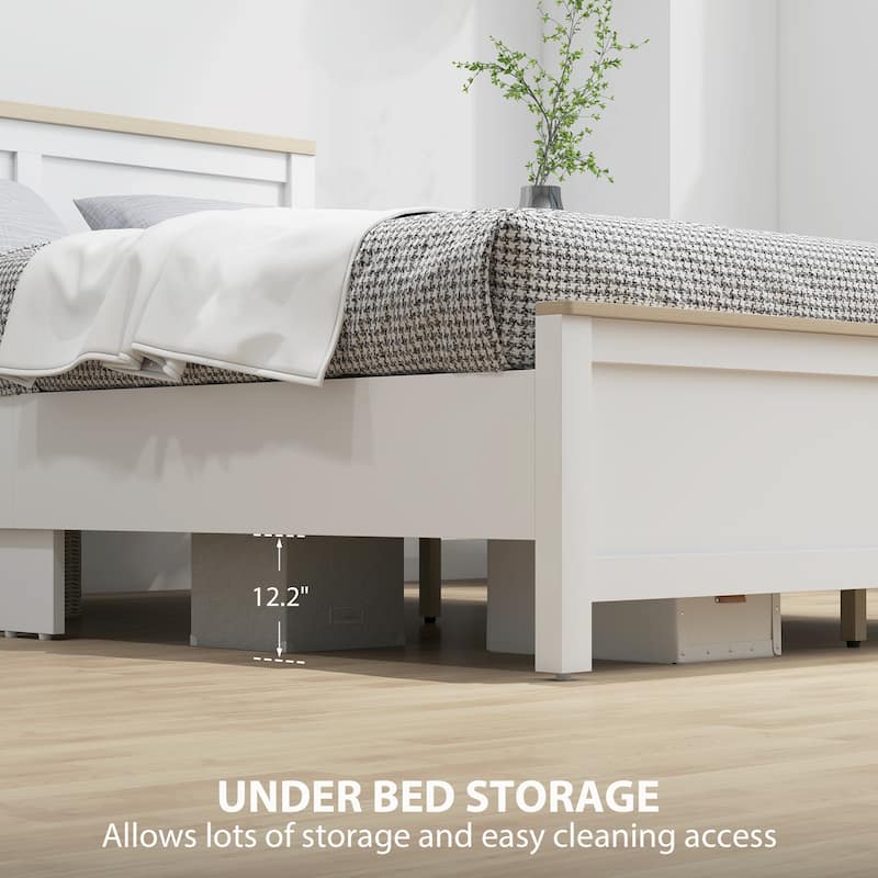 HOMCOM Full Size Bed Frame with Headboard and Footboard, Full Platform Bed Frame with Wooden Slats, Under-Bed Storage