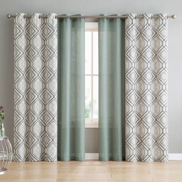 slide 2 of 22, VCNY Home Jackston Solid and Printed Panel Set 38" x 84" - Charcoal