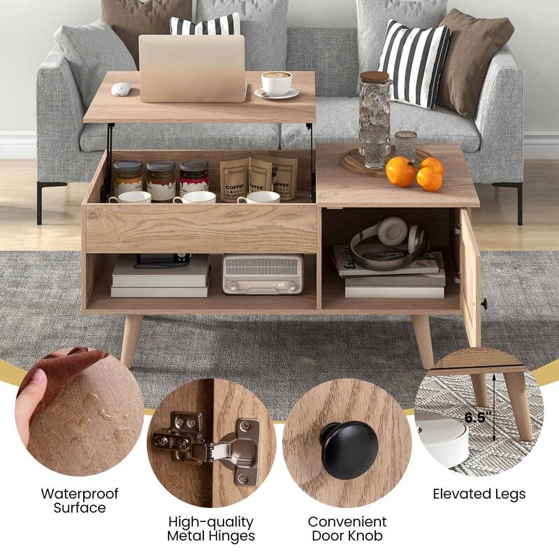 Costway Lift Top Coffee Table with Storage Hidden Compartment Cabinet - See Details
