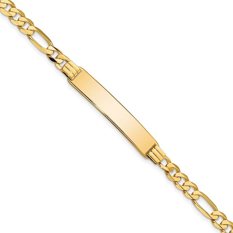 Curata 10k Yellow Gold 6.6mm Engravable Figaro Link ID Bracelet
