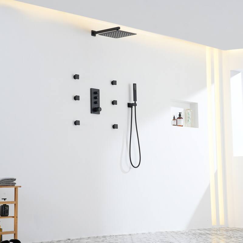 3-Function Thermostatic Shower Set in Matte Black