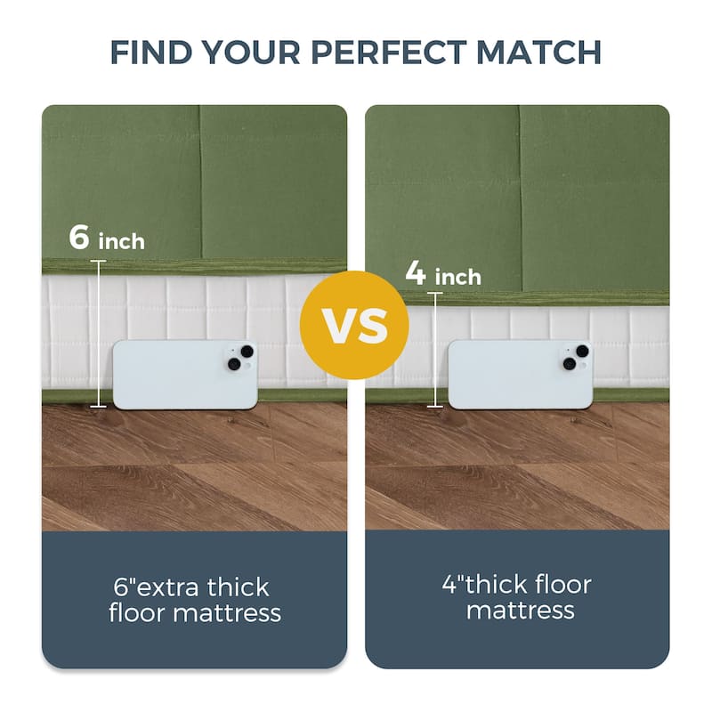 6-IN Thick Floor Futon Mattress,Topper Mattress Pad