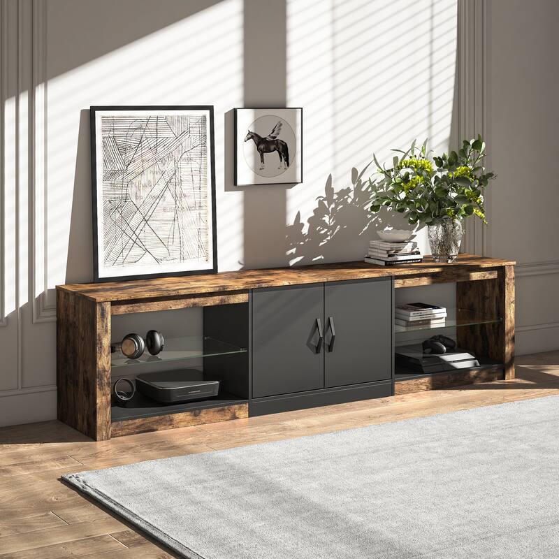 70 inch TV Stand 20 Color RGB Light Entertainment Center
